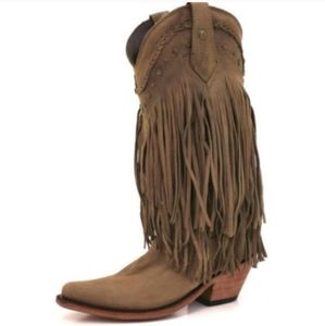 Liberty Black Vegas Fringe Boots Taupe 5